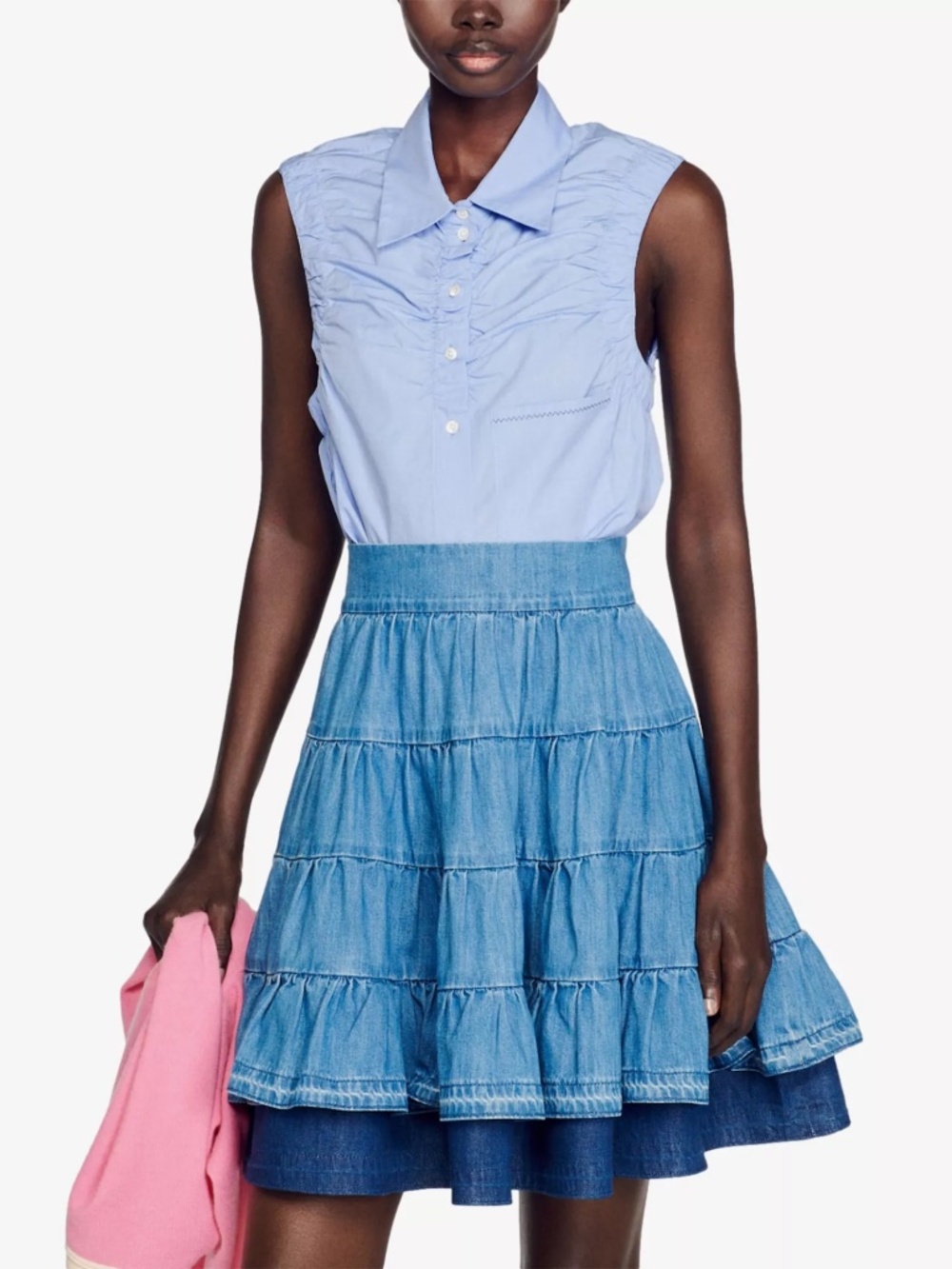Sandro Matera Sleeveless Cotton Shirt MSRP $235